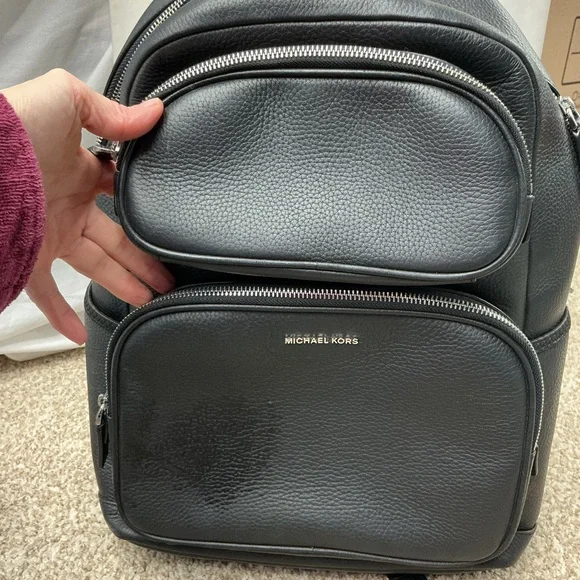 Michael Kors Black Pebbled Leather Multi-Pocket Backpack